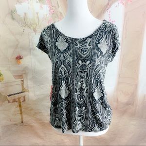 Michael Kors Short Sleeve Metric Print Blouse